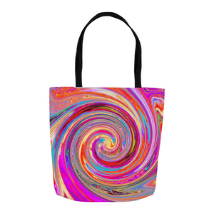Tote Bags, Colorful Rainbow Swirl Retro Abstract Design