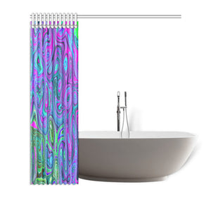 Shower Curtains, Marbled Magenta and Lime Green Groovy Abstract Art - 72 x 72