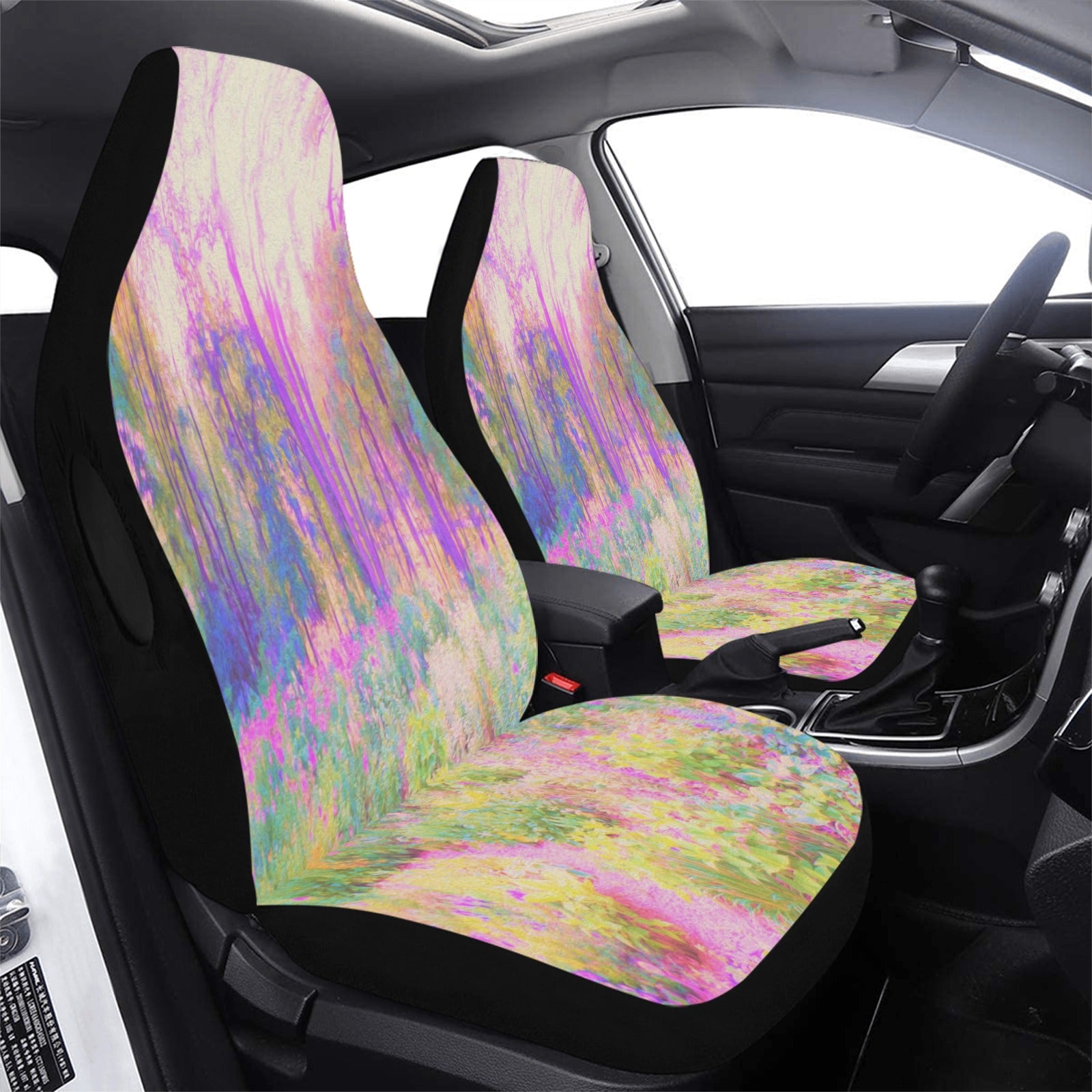 Car Seat Covers, Illuminated Pink and Coral Impressionistic Landscape
