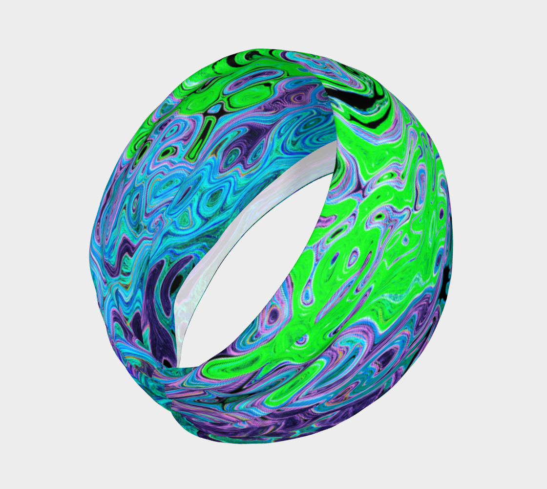 Headband - Lime Green Groovy Abstract Retro Liquid Swirl