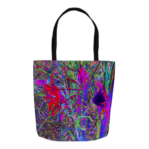 Tote Bags, Psychedelic Abstract Rainbow Colors Lily Garden