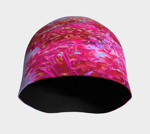 Beanie Hats for Women, Impressionistic Red and Pink Garden Landscape