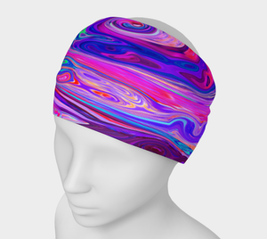 Wide Fabric Headbands, Retro Purple and Orange Abstract Groovy Swirl
