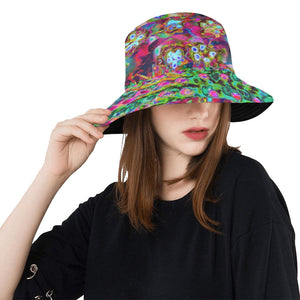 Bucket Hats, Psychedelic Abstract Groovy Purple Sedum