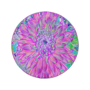 Spare Tire Covers, Cool Pink Blue and Purple Artsy Dahlia Bloom - Large