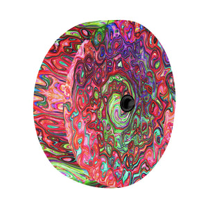 Spare Tire Cover with Backup Camera Hole - Watercolor Red Groovy Abstract Retro Liquid Swirl - Small