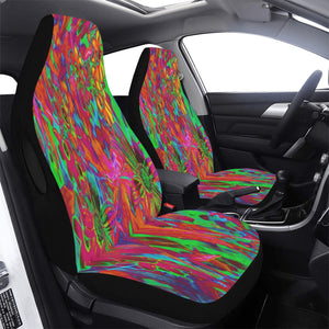 Car Seat Covers, Psychedelic Groovy Red and Green Wildflowers