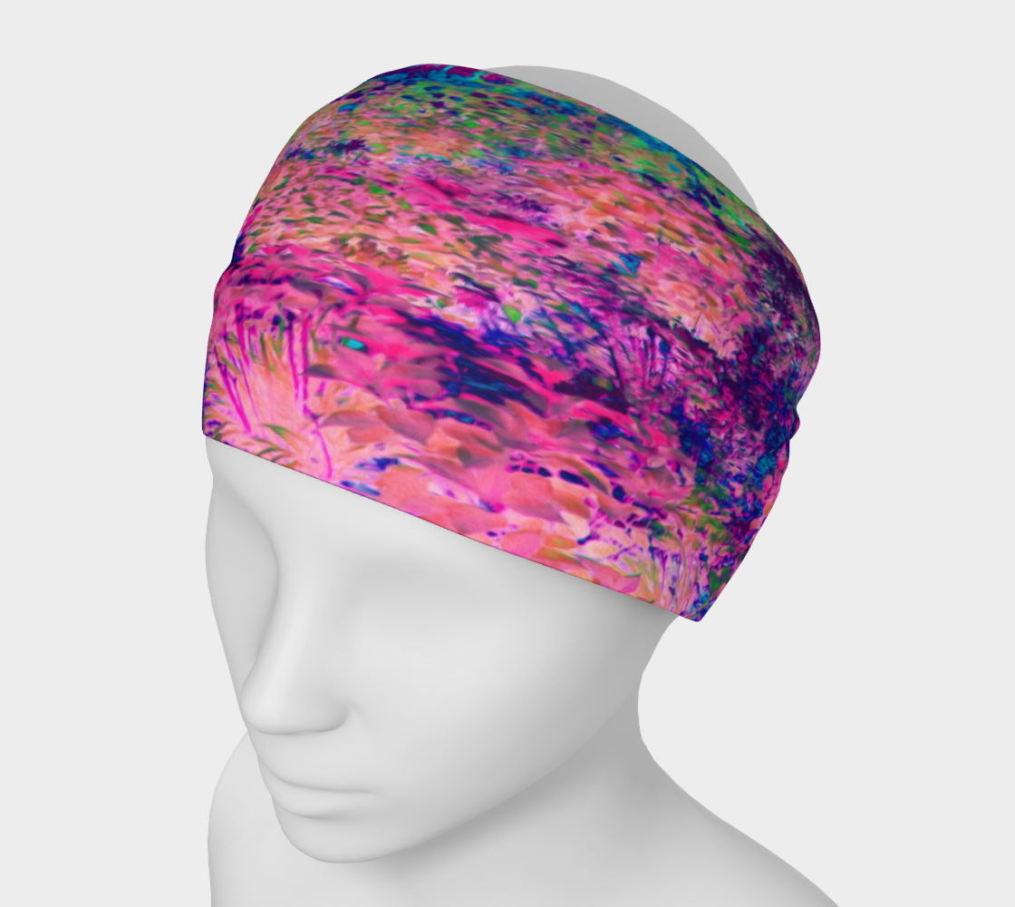 Headbands for Women, Impressionistic Purple and Hot Pink Garden Landscape