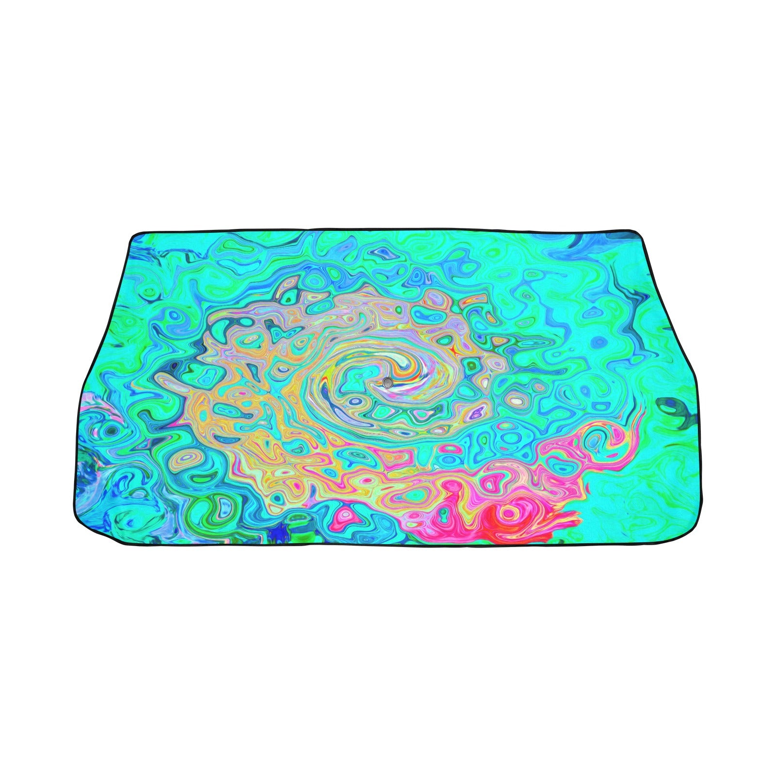 Car Umbrella Sunshades, Groovy Abstract Retro Rainbow Liquid Swirl