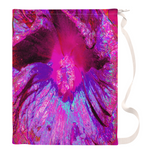 Large Laundry Bags, Psychedelic Purple and Magenta Hibiscus Flower