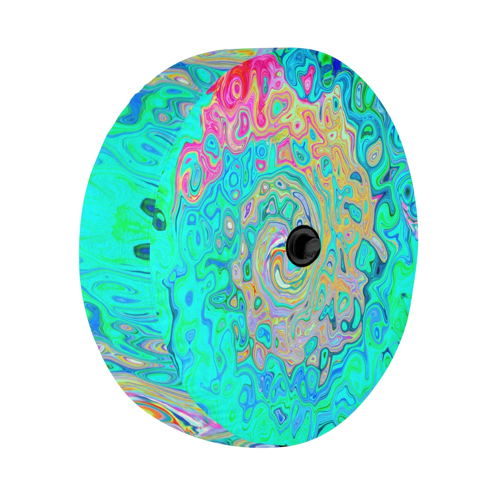 Spare Tire Cover with Backup Camera Hole - Groovy Abstract Retro Rainbow Liquid Swirl - Small