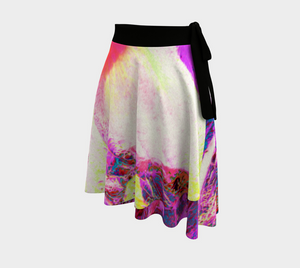 Artsy Wrap Skirts, Psychedelic Trippy Rainbow Colors Hibiscus Flower