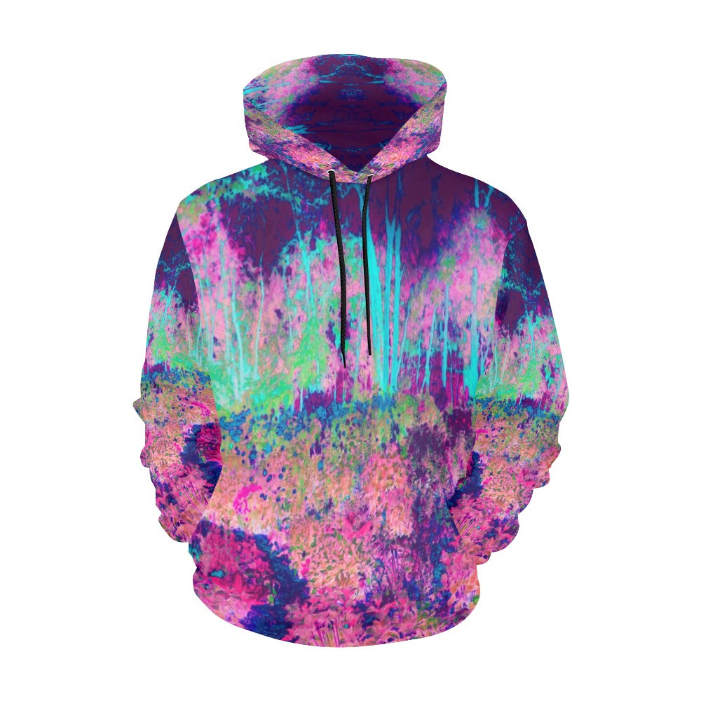Hoodies for Women, Impressionistic Purple and Hot Pink Garden Landscape