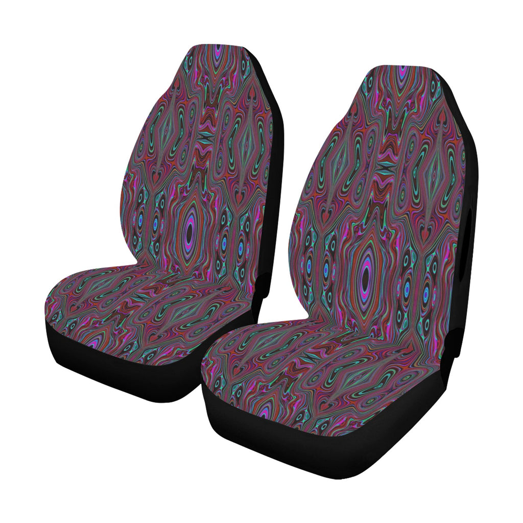 Car Seat Covers, Trippy Seafoam Green and Magenta Abstract Pattern