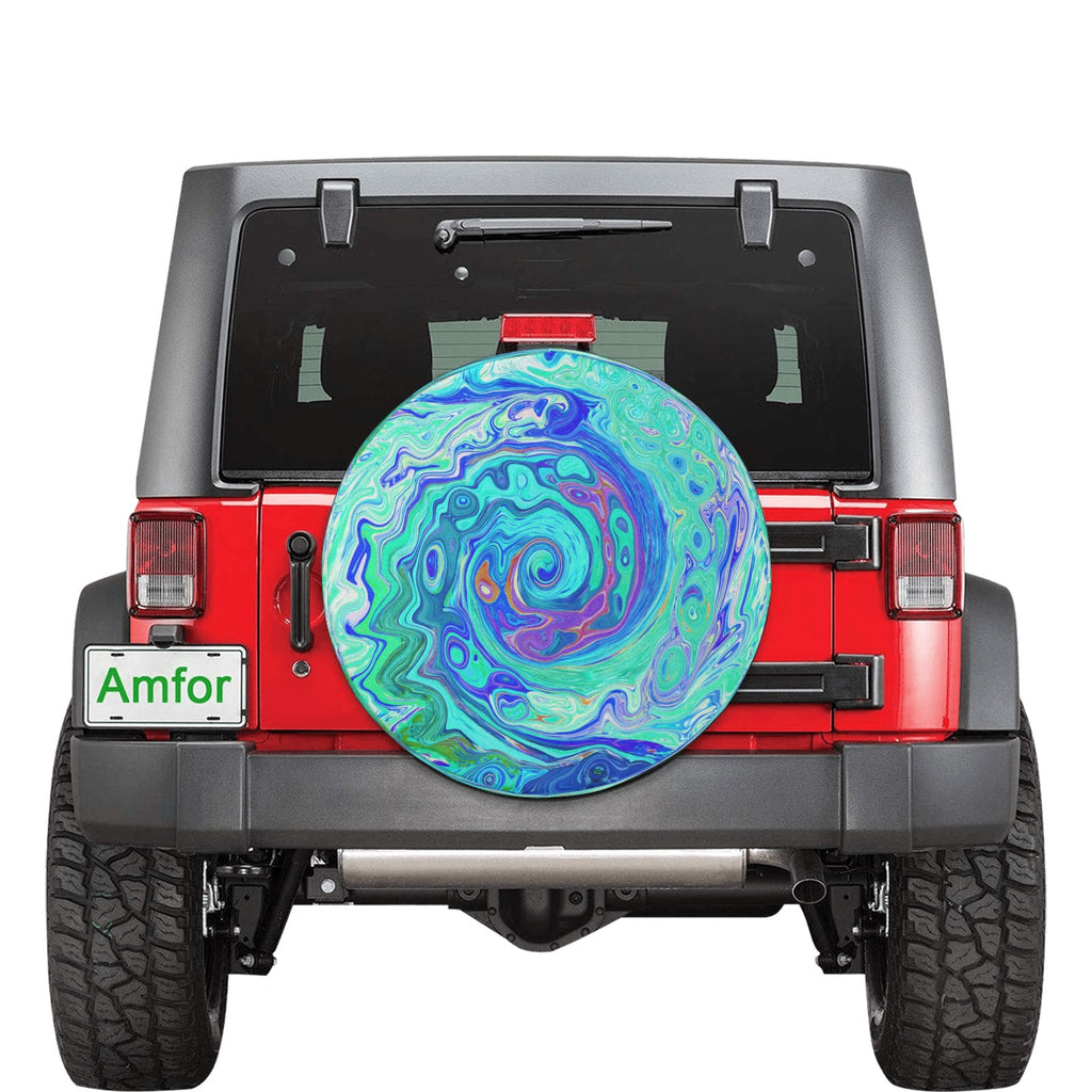 Small Groovy Blue Spare Tire Cover