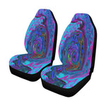 Car Seat Covers, Groovy Abstract Retro Blue and Purple Swirl