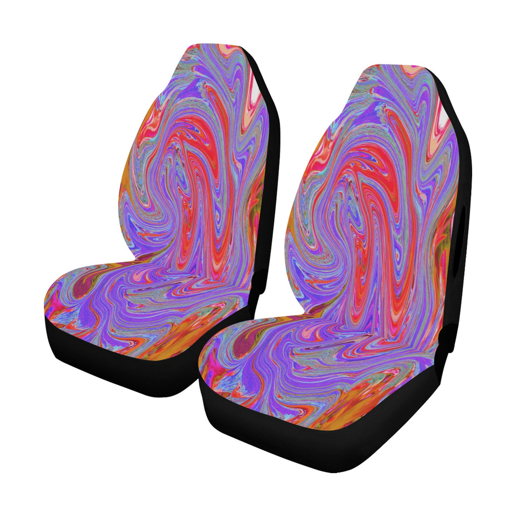 Car Seat Covers, Red and Purple Groovy Abstract Retro Art