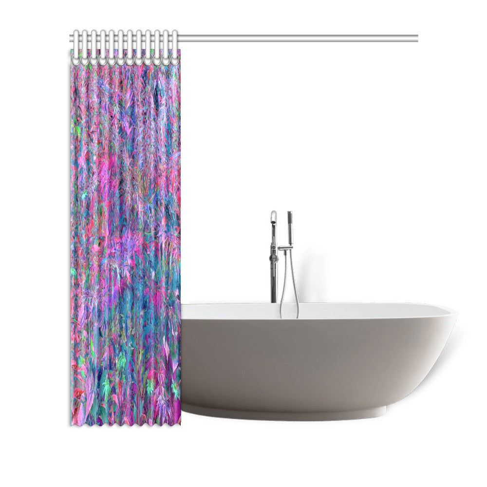Shower Curtains, Abstract Psychedelic Rainbow Colors Foliage Garden - 72 x 72