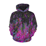 Hoodies for Women, Psychedelic Hot Pink and Black Garden Sunrise