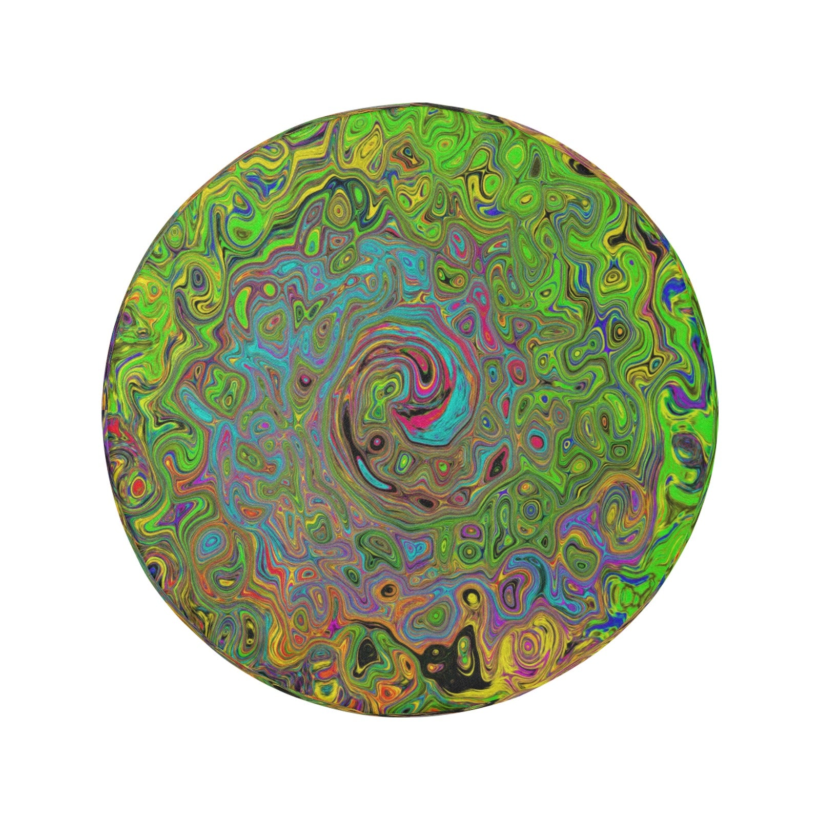 Spare Tire Covers, Groovy Abstract Retro Lime Green and Blue Swirl - Large