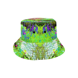 Bucket Hats for Women, Green Spring Garden Landscape with Peonies