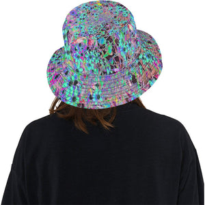 Bucket Hats - Purple Garden with Psychedelic Aquamarine Flowers