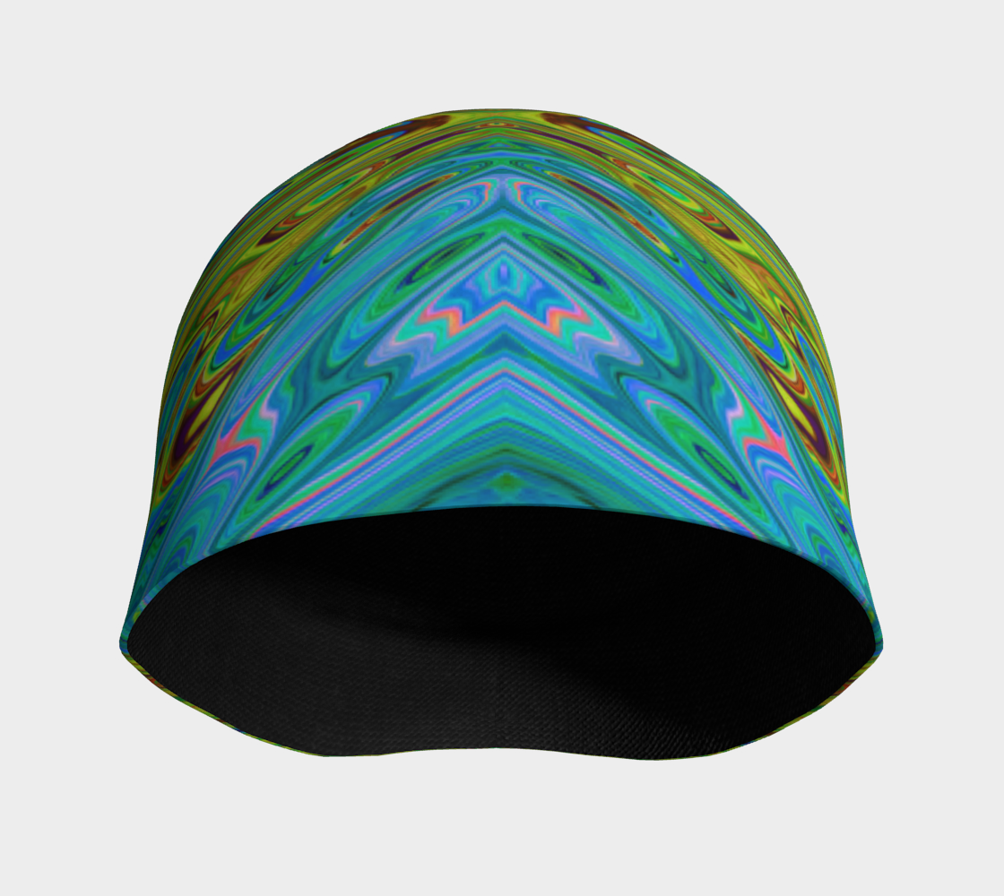 Beanie Hats, Trippy Chartreuse and Blue Abstract Butterfly