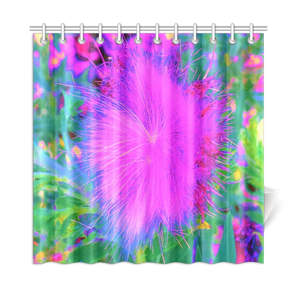 Shower Curtains, Psychedelic Nature Ultra-Violet Purple Milkweed - 72 x 72