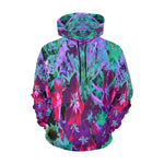 Hoodies for Women, Dramatic Red, Purple and Pink Garden Flower