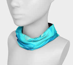 Wide Fabric Headband, Cool Ice Blue Double Knockout Rose, Face Covering
