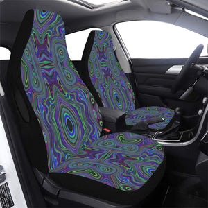 Car Seat Covers, Trippy Retro Royal Blue and Lime Green Abstract