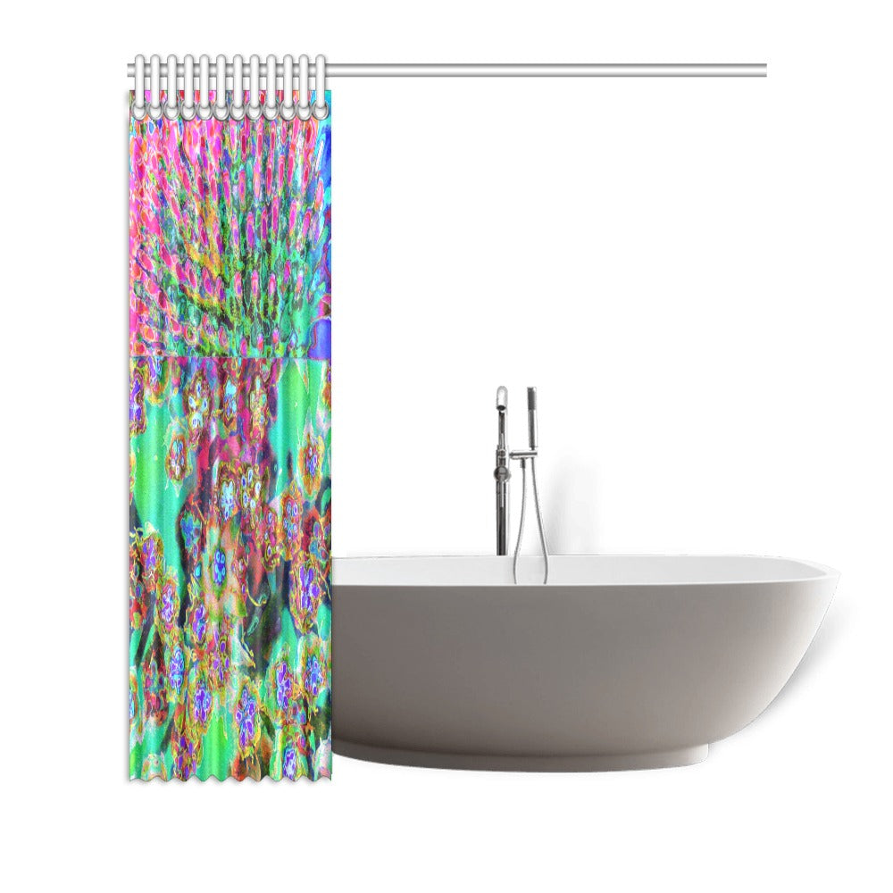 Shower Curtains, Psychedelic Abstract Groovy Purple Sedum - 72 X 72