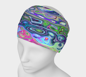 Headbands for Women, Marbled Lime Green and Purple Abstract Retro Swirl