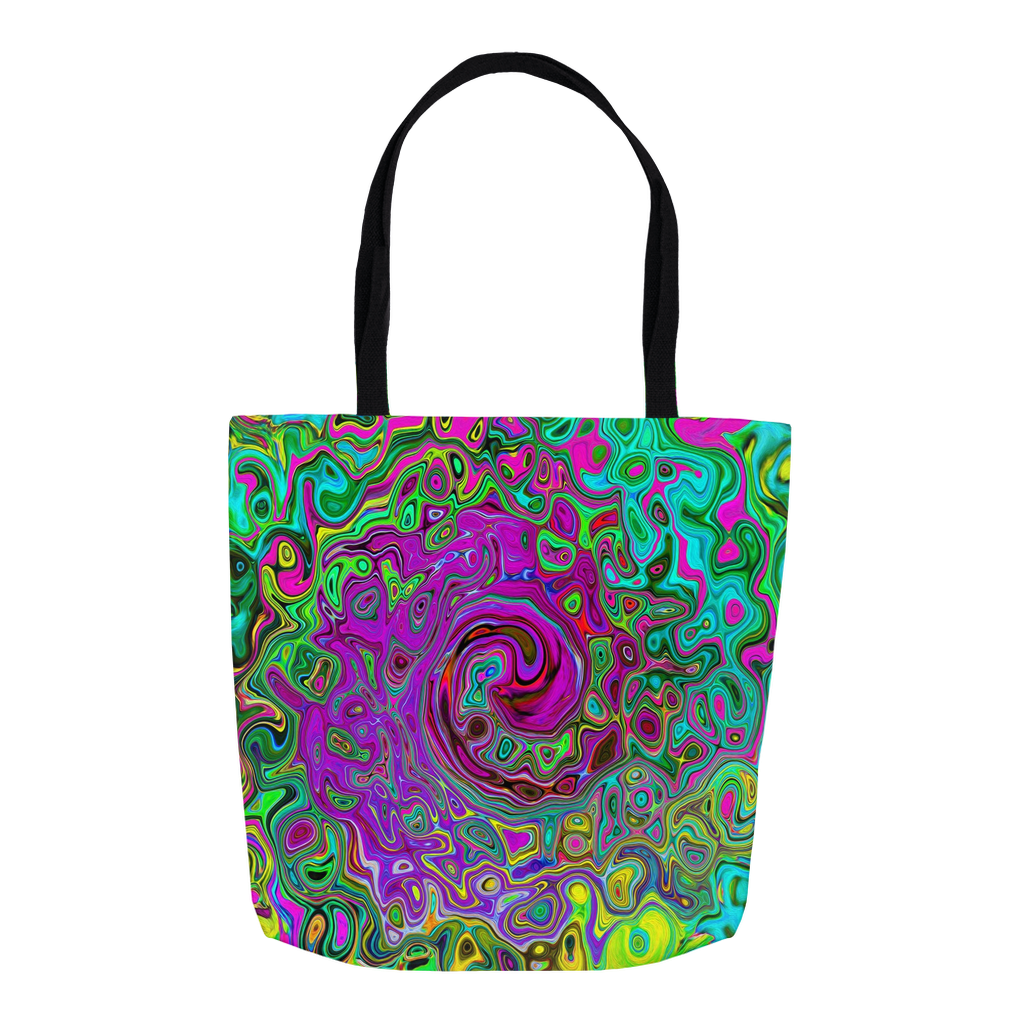 Tote Bags, Groovy Purple Abstract Retro Liquid Swirl