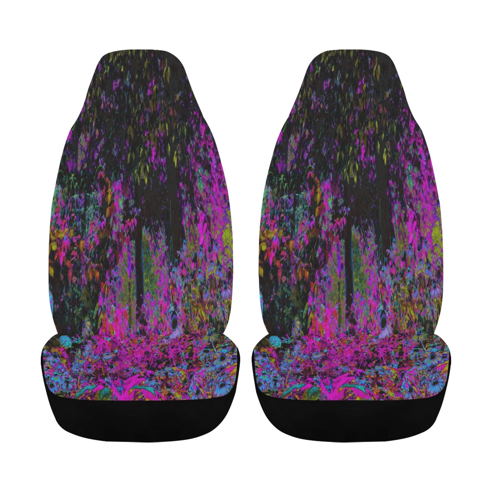 Car Seat Covers, Psychedelic Hot Pink and Black Garden Sunrise