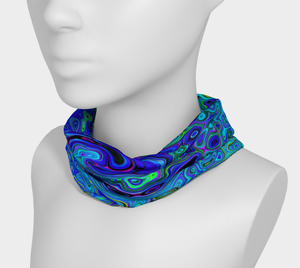 Wide Fabric Headbands, Trippy Violet Blue Abstract Retro Liquid Swirl