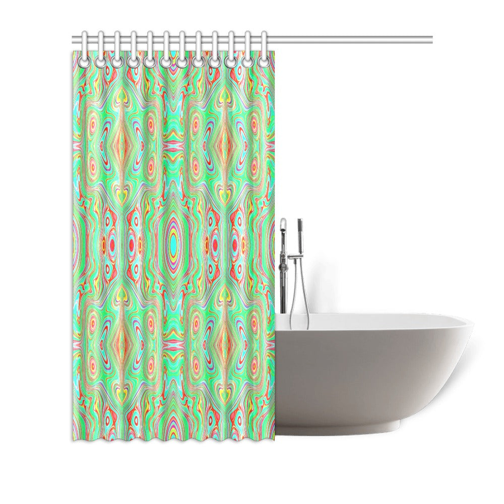 Shower Curtains, Trippy Retro Orange and Lime Green Abstract Pattern - 72 by 72"