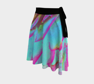Wrap Skirts for Women, Hot Pink and Blue Succulent Sedum Rosette