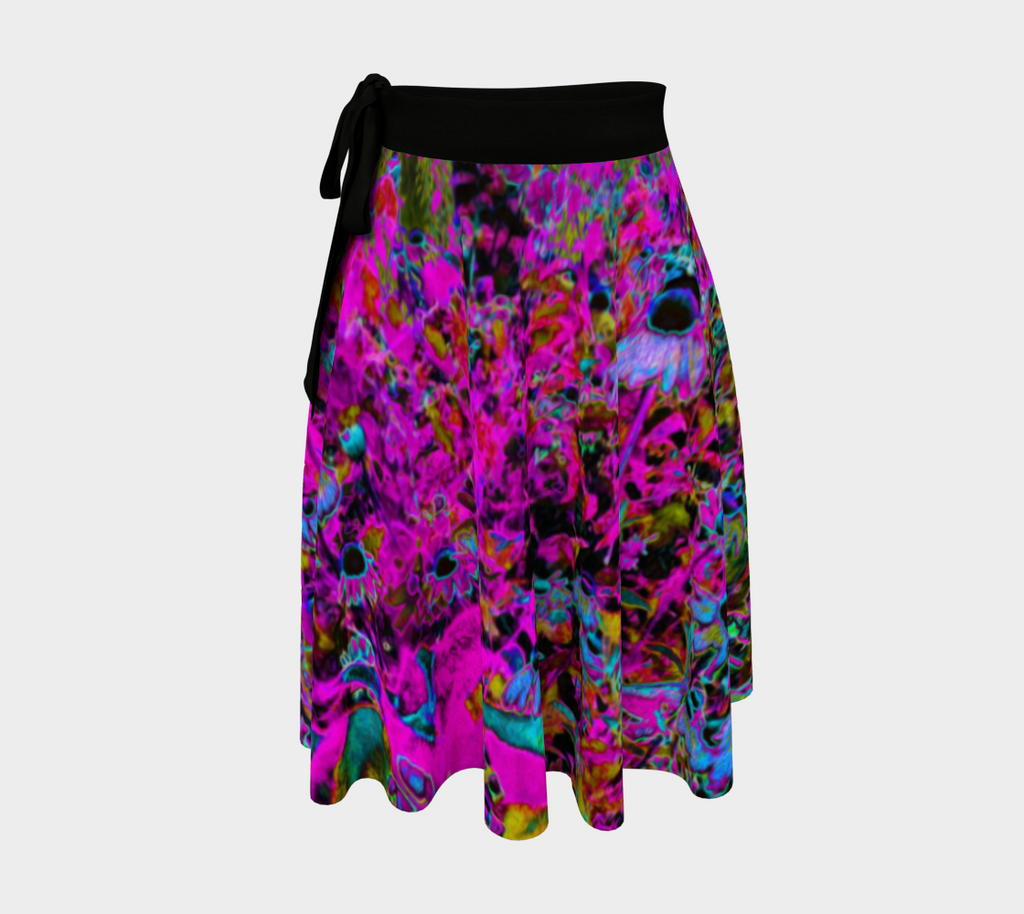 Wrap Skirts, Psychedelic Hot Pink and Black Garden Sunrise