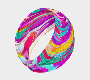 Wide Fabric Headbands, Colorful Fiesta Swirl Retro Abstract Design