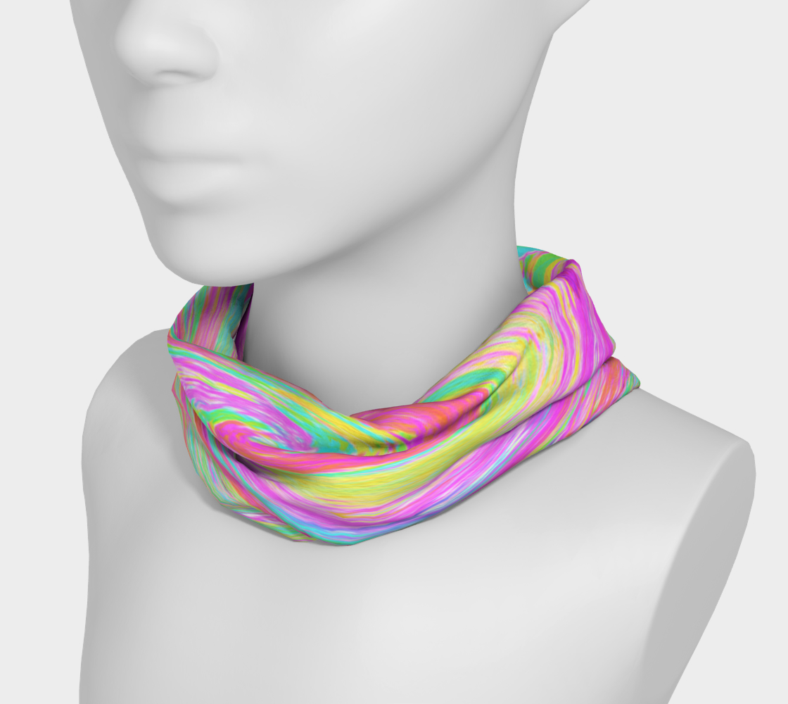 Wide Fabric Headband, Groovy Abstract Pink and Blue Liquid Swirl, Face Covering
