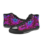 High Top Sneakers for Women, Dramatic Crimson Red, Purple and Black Dahlia - Black