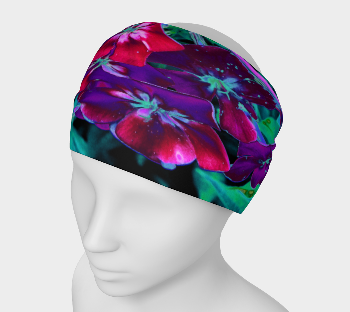 Neck Gaiter Headbands, Dramatic Red, Purple and Pink Garden Flower