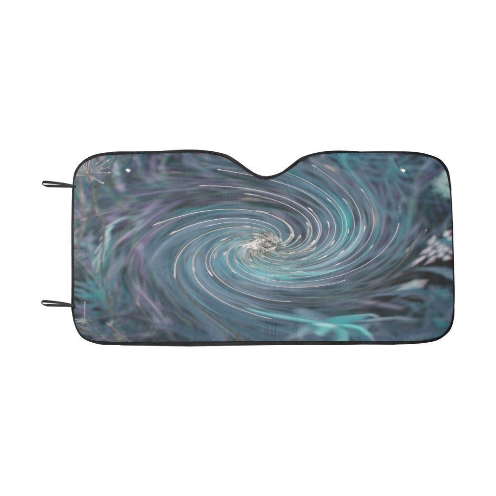 Auto Sun Shades, Cool Abstract Retro Black and Teal Cosmic Swirl