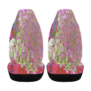 Car Seat Covers, Elegant Chartreuse Green, Pink and Blue Hydrangea