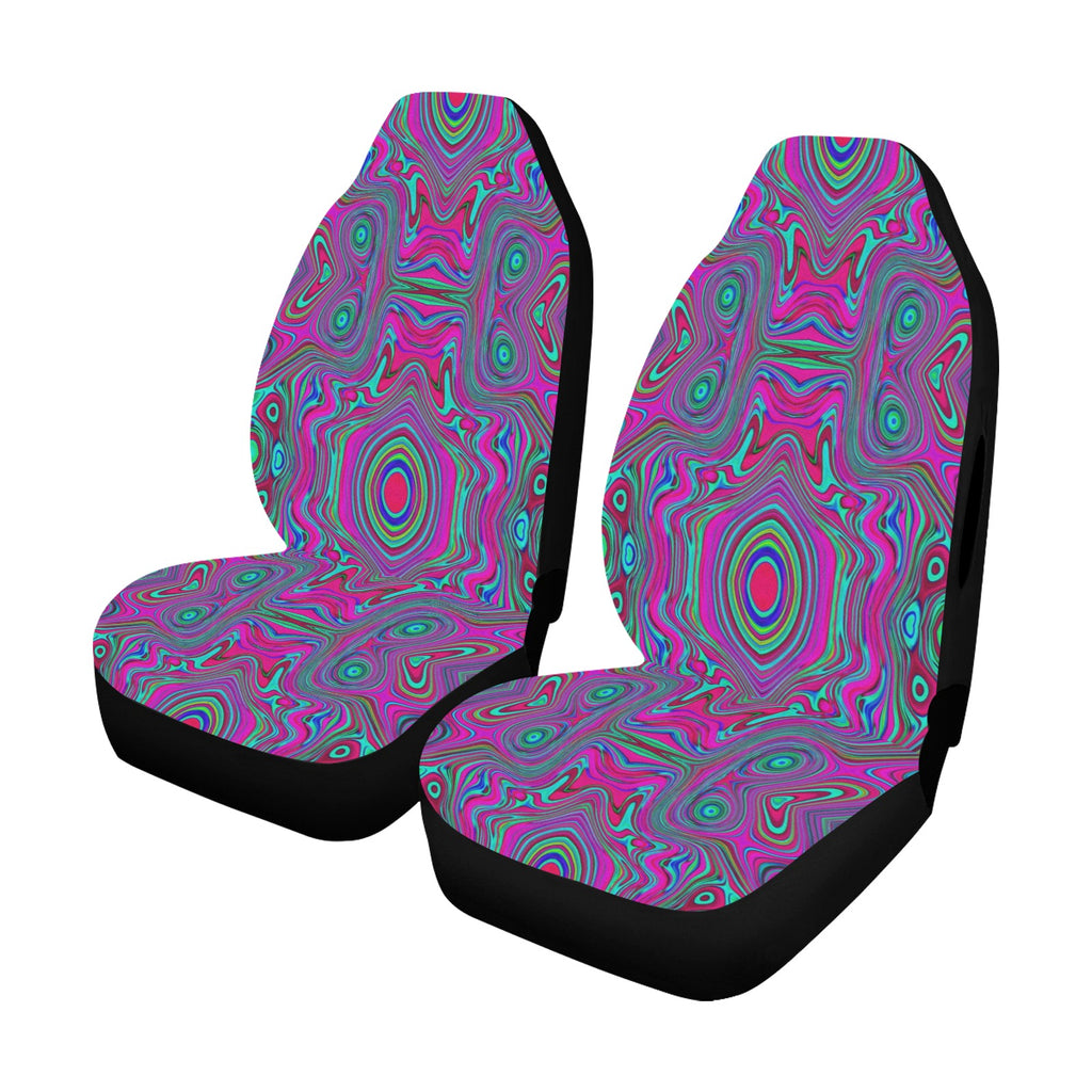 Car Seat Covers, Trippy Retro Magenta, Blue and Green Abstract