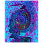 Cool Posters, Groovy Abstract Retro Blue and Purple Swirl