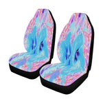 Floral Car Seat Covers, Two Cool Blue Plum Crazy Hibiscus on Purple