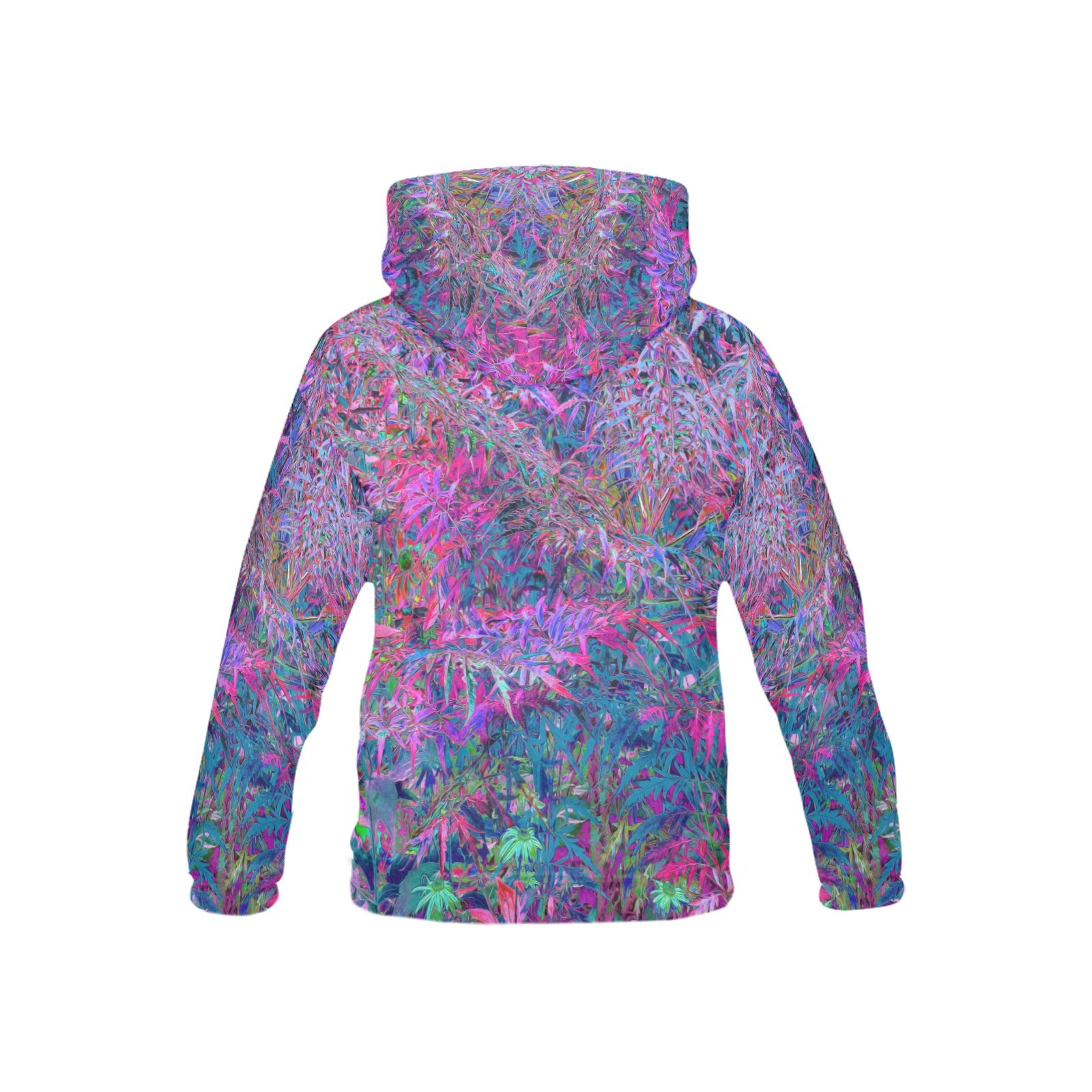 Hoodies for Kids, Abstract Psychedelic Rainbow Colors Foliage Garden