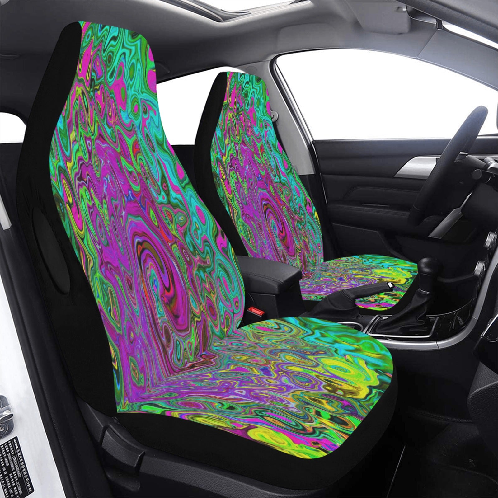 Car Seat Covers, Groovy Purple Abstract Retro Liquid Swirl